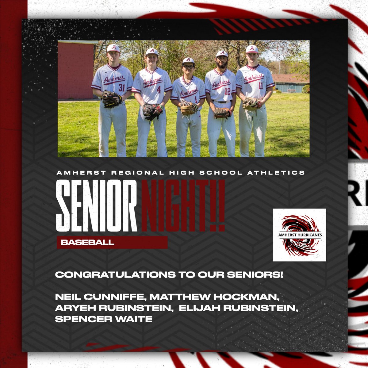 It's Senior Night for the Baseball team! Come out and support the team at 7:00PM! #Classof2024