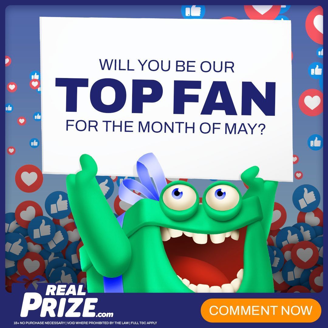 💎May's Top Fan 𝐆𝐈𝐕𝐄𝐀𝐖𝐀𝐘💎 

Its time to picking our TOP FACEBOOK FANS OF MAY!

2 lucky Facebook 𝐓𝐎𝐏 𝐅𝐀𝐍𝐒 will receive 250,000 GC + 50 Free SC EACH! 🤑 

To Enter VISIT OUR FACEBOOK PAGE NOW --->>> buff.ly/42sSVNg 

#RealPrize #RealPrizeTopFan #EngageAndWin