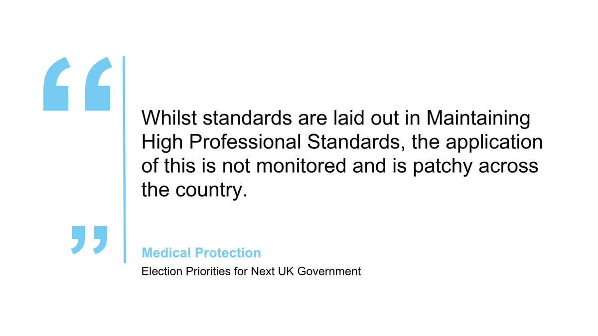🇬🇧 We find that NHS disciplinary investigations can run into months or years. The next government can improve this by working with NHS England to improve the application of standards, scrutiny of process and adherence to timelines medicalprotection.org/uk/media-polic…