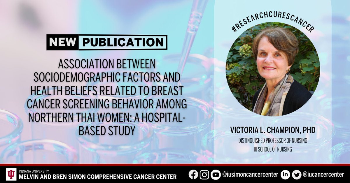The cancer center’s Victoria Champion, PhD, was among the researchers to publish a new article in @SciReports. Learn more: ow.ly/bGuC50RsQhz. #ResearchCuresCancer #NCIcomprehensive