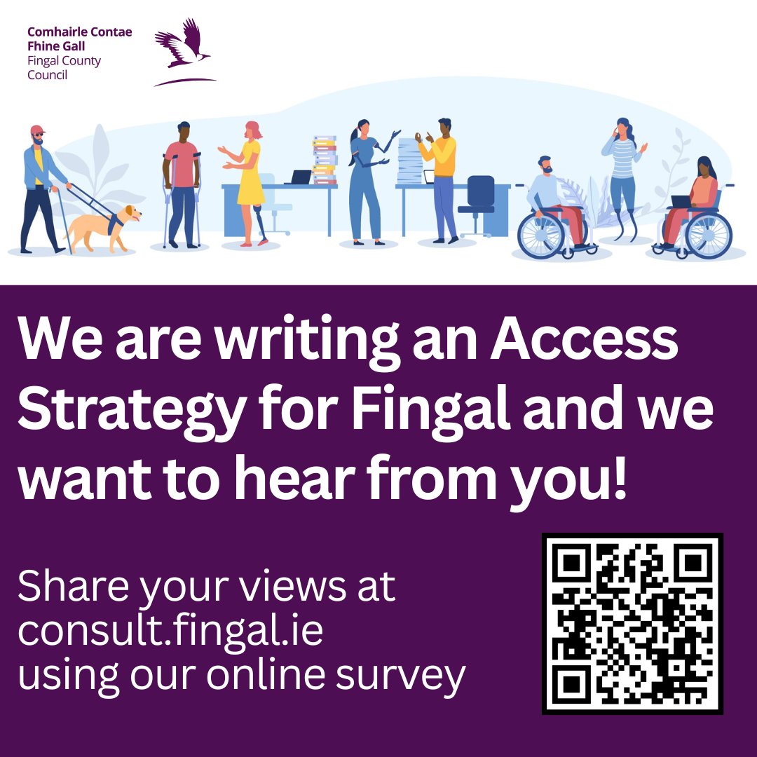 We are preparing an Access Strategy - the first of its kind for Fingal and have launched a survey to gather public insight. 
Share your personal experience of accessing services at consult.fingal.ie/en/content/pub…
#disabilitymatters #inclusion #accessforall