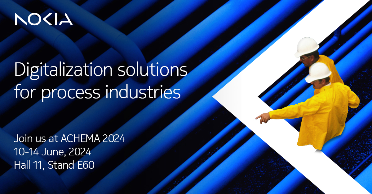 Join us at #ACHEMA2024 from 10-14 June! Discover how we’re leading digital transformation in process industries with live demos in Hall 11. Don’t miss out: nokia.ly/3QwrDkd #Industry40 #Innovation #NokiaPrivateWireless