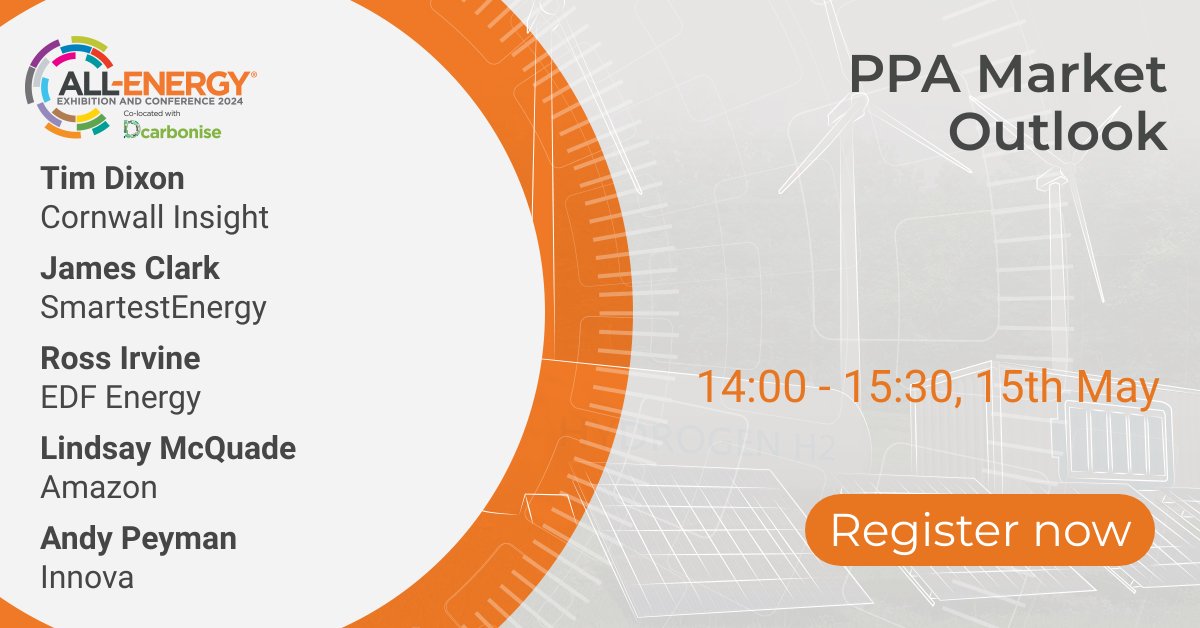 For those attending the @AllEnergy Exhibition and Conference in Glasgow this week, please look out for our Cornwall Insight colleagues Tim Dixon and Tom Ross who will around to meet, discuss and connect on both Wednesday and Thursday.