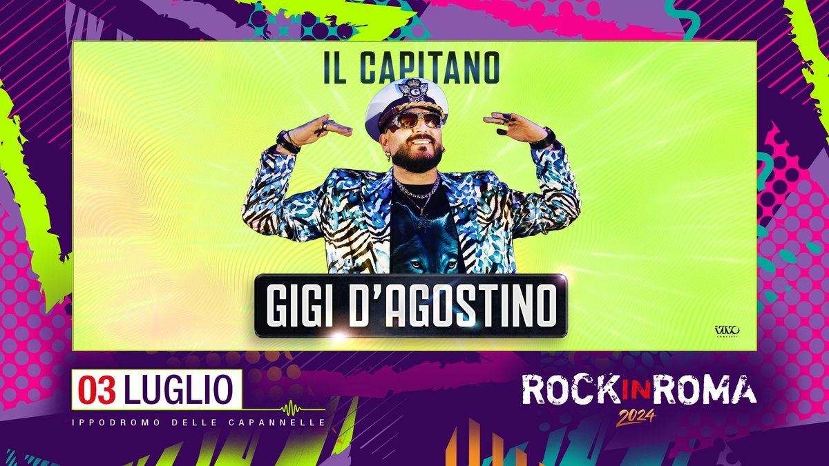 Il Capitano arriva al Rock in Roma per una data imperdibile! 3 LUGLIO 2024 | Gigi D'Agostino @ Rock in Roma 📍 Ippodromo delle Capannelle Biglietti disponibili su @TicketOneIT dalle h 12 di domani, mercoledì 15 maggio