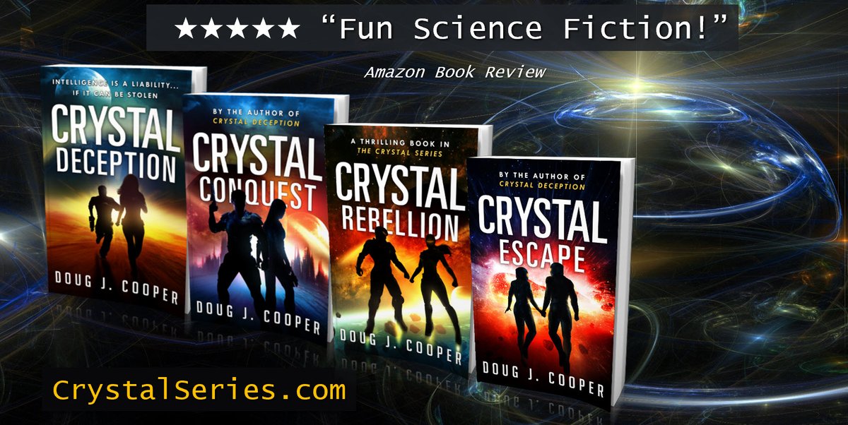 “I need to eat, clean up, eat, pack, and eat,” said Juice.
The Crystal Series – futuristic suspense
Start with first book CRYSTAL DECEPTION
Series info: CrystalSeries.com
Buy link: amazon.com/default/e/B00F… 
#asmsg #ian1