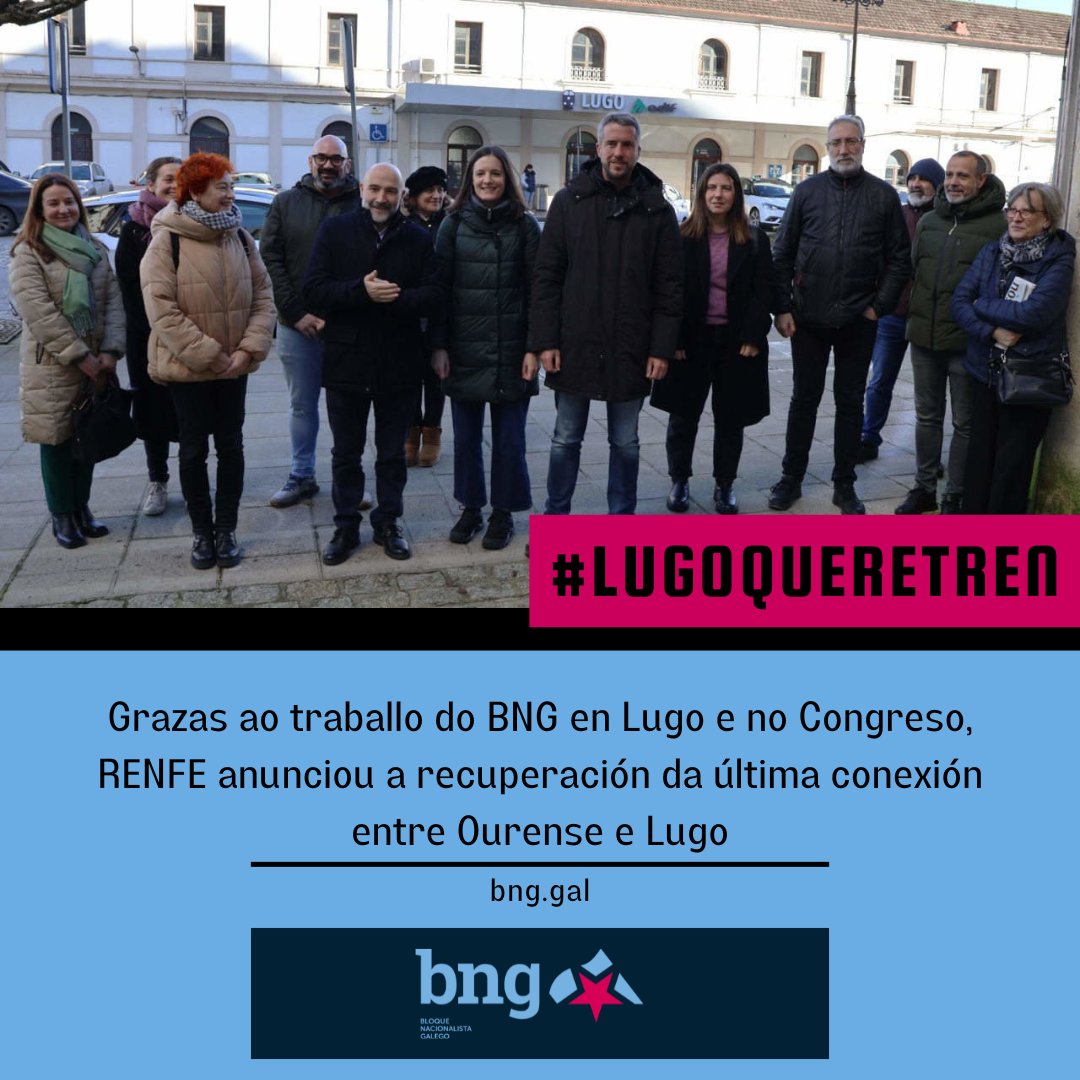𝐔𝐧 𝐩𝐚𝐬𝐨 𝐚𝐝𝐢𝐚𝐧𝐭𝐞, 𝐩𝐞𝐫𝐨 𝐬𝐞𝐠𝐮𝐢𝐫𝐞𝐦𝐨𝐬 𝐭𝐫𝐚𝐛𝐚𝐥𝐥𝐚𝐧𝐝𝐨 𝐩𝐨𝐫 𝐮𝐧 𝐭𝐫𝐞𝐧 𝐝𝐢𝐠𝐧𝐨 𝐩𝐚𝐫𝐚 𝐋𝐮𝐠𝐨 👉 Seguiremos traballando para poñer fin ao illamento de Lugo en materia ferroviaria #lugoqueretren