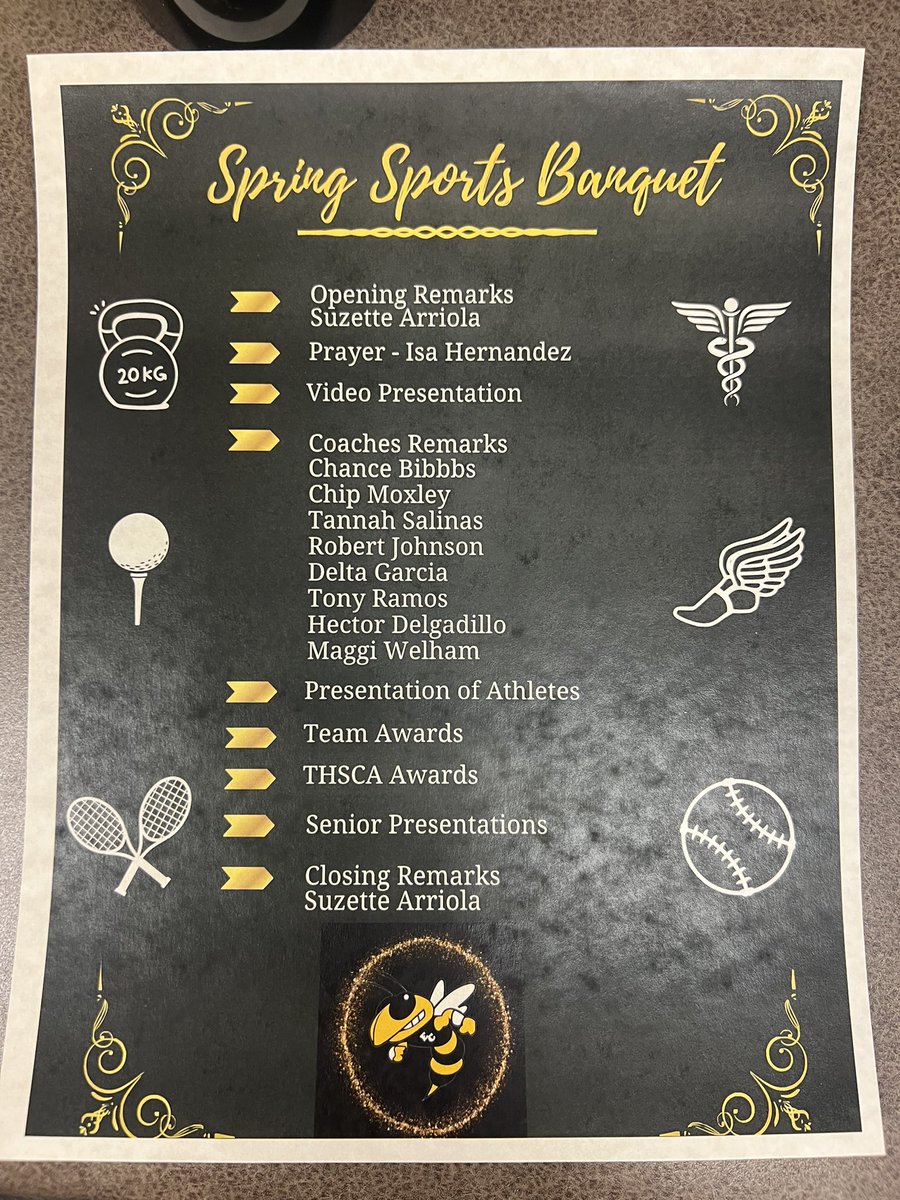 Join us tonight as we celebrate all of our Amazing Spring Sports and Athletes 🤩🐝💛🖤#WeAreEC @_ECAthletics @booster_ec @_ECGolf @_ECTennis @_ECSoftball @_ECBaseball @_ECTrackNField @eastcentralATs @_ECPowerlifting