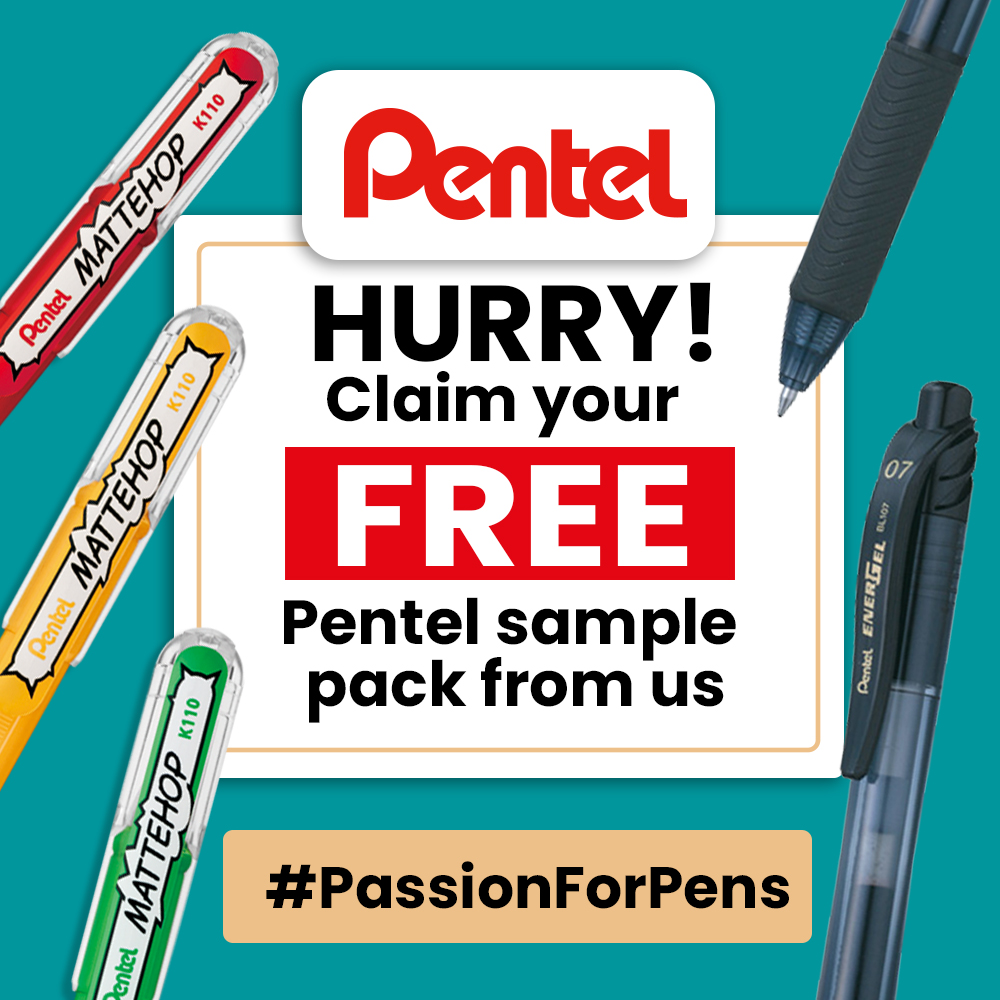 We have 20 FREE Pentel sample packs to give away.  To claim yours, you need to be one of the first 20 customers to request a kit. Each pack includes details of a competition to win £100 worth of Pentel products.  

Don’t miss out, DM us today to claim yours!  
#passionforpens