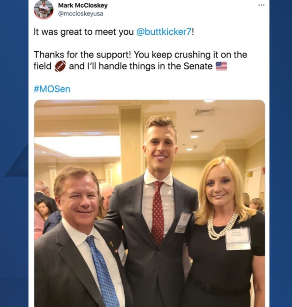 To those new to the absolute shit takes of  KC Chiefs kicker, Harrison Butker, let me remind you of his support for two lawyers who pointed guns at peaceful protestors. Butker is a forced-birther and takes cover behind religion. His words are often sexist, racist, and homophobic.