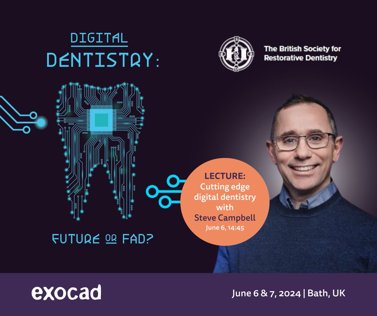 Join us for an extraordinary experience with the British Society for Restorative Dentistry at the spring Digital Dentistry – Future or Fad conference in Bath, UK, June 6-7, 2024. 

Register today >>> exoc.ad/4aX2Fmr 

🦷💻 #exocad #digitaldentistry