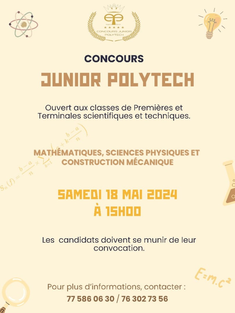 À tous les lycéens passionnés par les sciences et techniques 📣 : Êtes-vous prêts à repousser vos limites et à démontrer votre génie au concours Junior Polytech ? 🧠🤩
👇