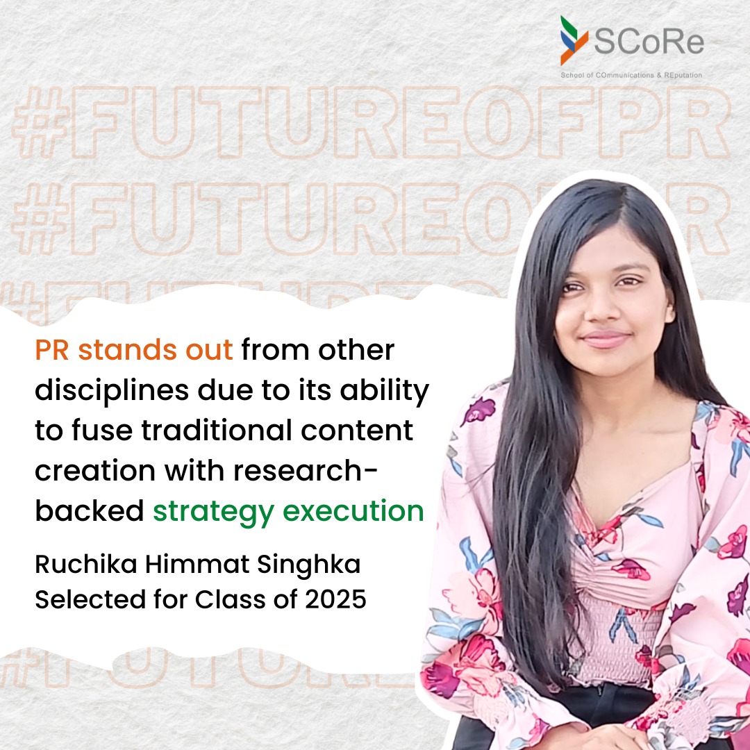 A proud graduate of Political Science from @bhupro, Ruchika Himmat Singhka is eager to make her mark in the world of PR as she joins SCoRe to hone her skills & emerge as a PR professional. Read her blog, 'Why I chose Public Relations Course in 2024' bit.ly/3wGwIzK