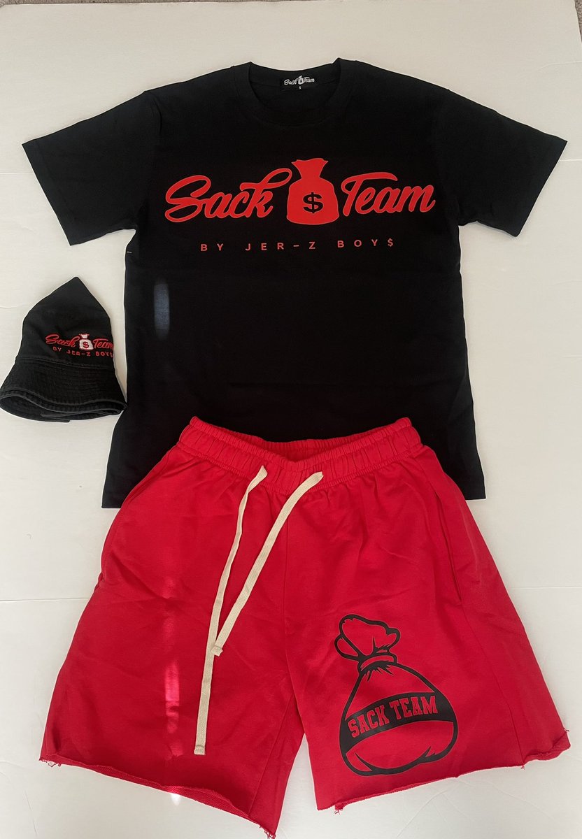 Short sets now available on hand &amp; online !! All shirts have the original logo on front &amp; Big bag logo on the back.. 💰🔥 Sizes Small-2X #SackTeam #JB4L