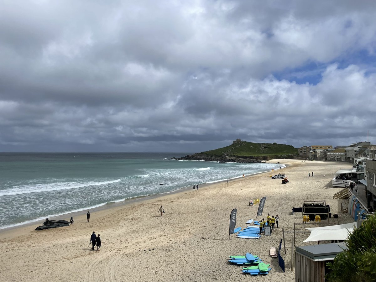 A stormy Porthmeor Beach this morning. #stives #westcornwall #lovewhereyoulive