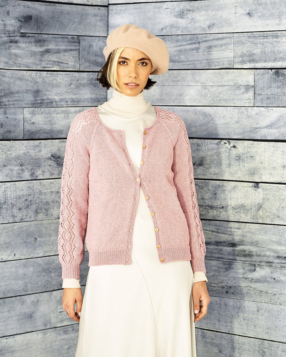 This pretty lace sleeve cardigan in ReCreate Rose is a great all year round staple - pattern 9860 stylecraft-yarns.co.uk/patterns/9860/…