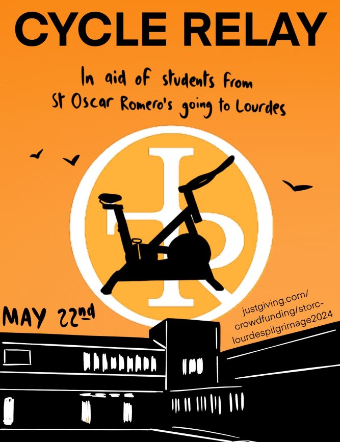 CYCLE RELAY FOR LOURDES! Wednesday 22nd May, students will be taking it in turns to pedal continuously throughout the day to raise funds for their pilgrimage to Lourdes. Any support would be gratefully received! justgiving.com/crowdfunding/s…