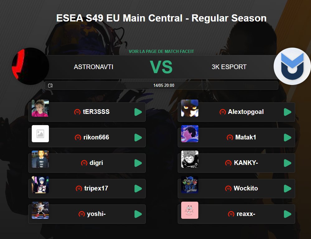 VSFantin's tweet photo. 🎙️Cast day🎙️
Ce soir c'est soirée @community3000 !
6W✅| 3L❌ En ESEA Main
20h00 : vs #Astronavti
21h15 : vs #mYinsanity
tv/fantiin soyez au RDV https://t.co/j9hOLjx2vr
