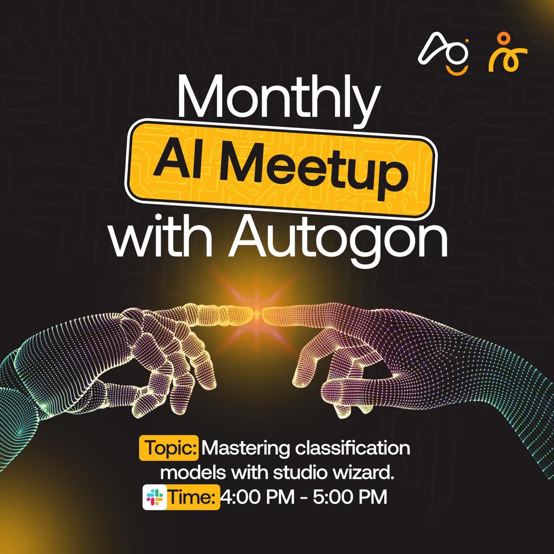 Autogon X NexaScale Monthly Meetup Topic: Mastering Classification Models With Studio Wizard ⏰: 4:00 PM - 5:00 PM 🗓️: 18th May 2024 Join us for our monthly meetup where we'll dive into the process of mastering classification models with studio wizard .