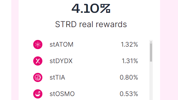 Are governance tokens really just memecoins with more steps? Maybe some are - but not STRD. Staked STRD earns 4.1% APR in real rewards, plus 3.1% APR paid in newly-emitted STRD. Total annual yield of 7.2%. Real, sustainable, diversified rewards.