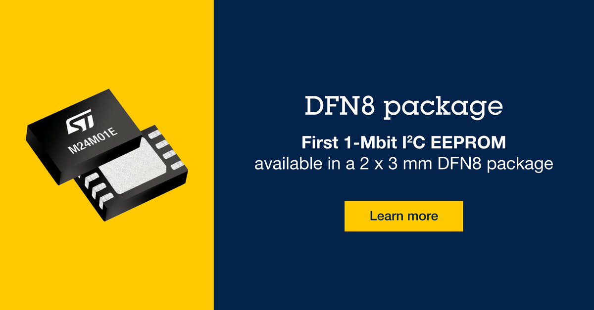 Our flagship M24M01E-FMC6TG #EEPROM product is now available in a DFN8 package! Experience the first 1-Mbit EEPROM in a DFN8 package on the market ➡️More at: spkl.io/601044Bcj