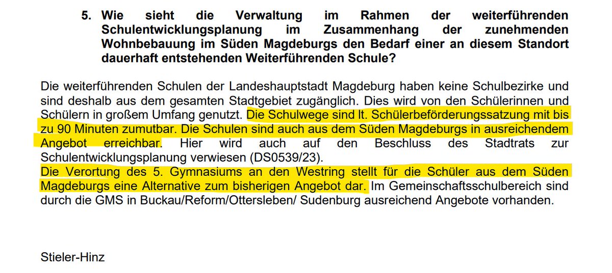 Wir entwickeln gerade neue Wohngebiete für >10.000 zusätzliche Einwohner im Süden Magdeburgs, aber @Ottostadt findet, ein einziges fünfzügiges Gymnasium südlich des Hassels reicht weiterhin aus.
Da reden wir nochmal drüber, ja?

ratsinfo.magdeburg.de/getfile.asp?id…