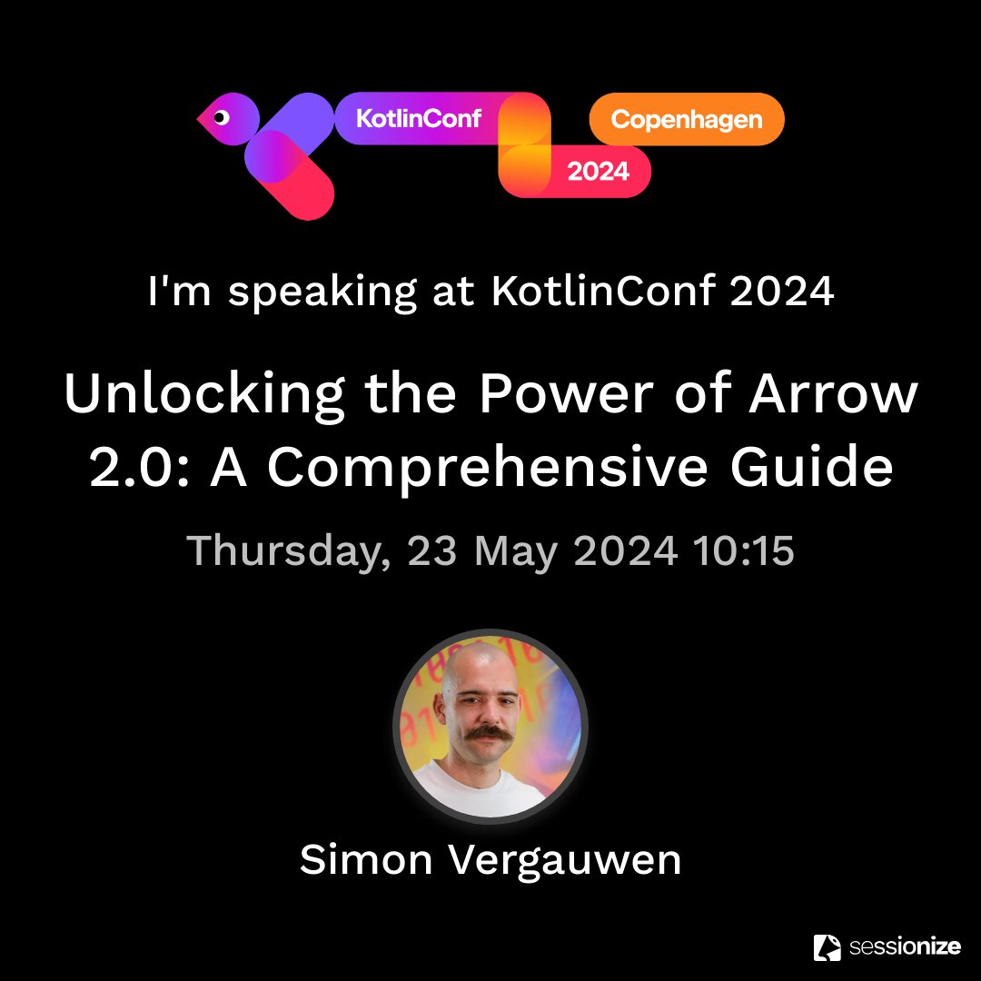 vergauwen_simon's tweet image. #KotlinConf 2024 is almost there. Next week I&apos;ll be in Copenhagen right now 😱

If you&apos;re not able to attend, all talks will also be live streamed! How many 2.0 library announcements will we see @ KotlinConf? 😁

#kotlin #functionalprogramming @arrow_kt
