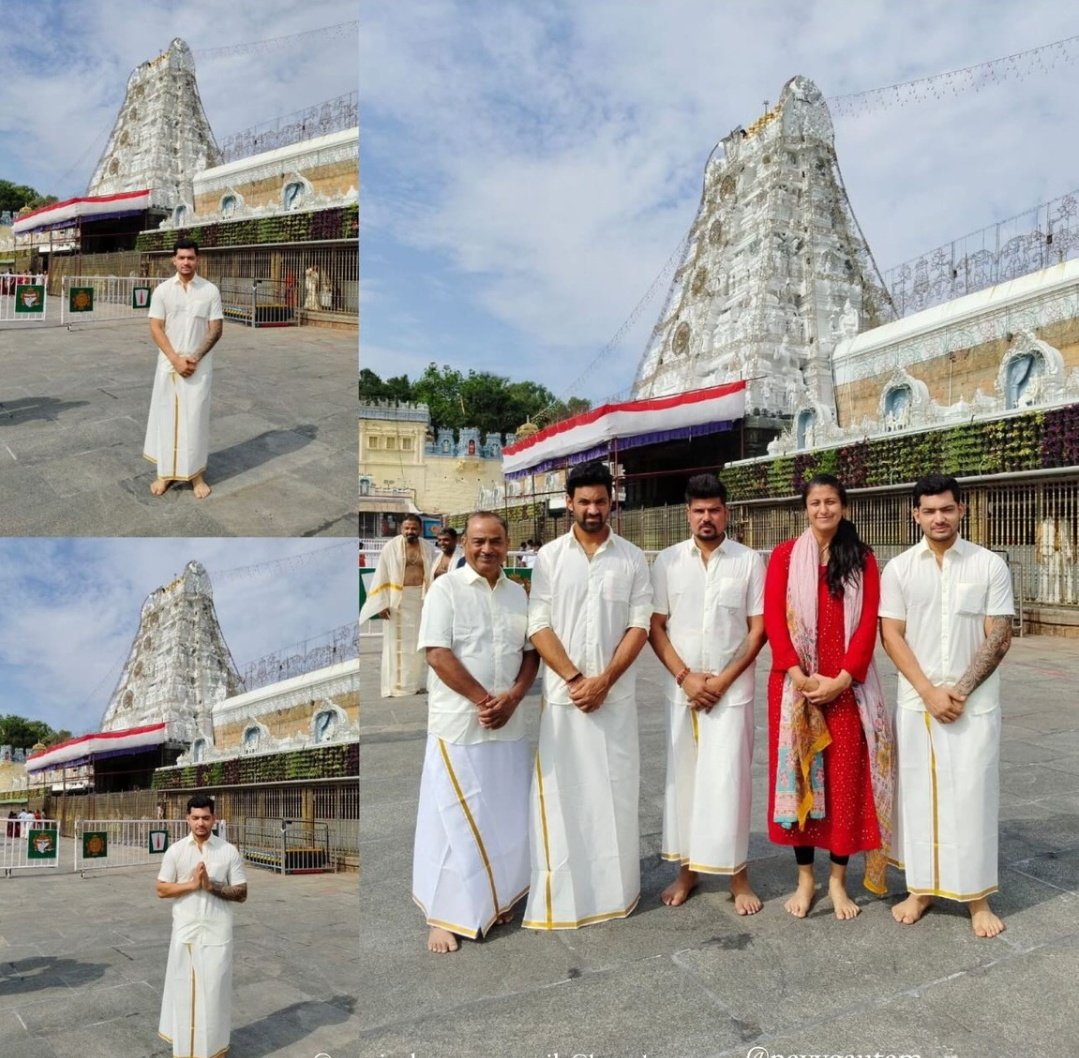Anuj Rawat, Karn, Swapnil Singh & RCB support staff visited Tirupati Balaji Temple in Tirumala. 🙏❤️