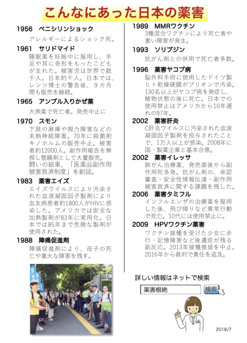 そもそも薬害の歴史について知らない日本人多そう。

歴史は繰り返すよ。