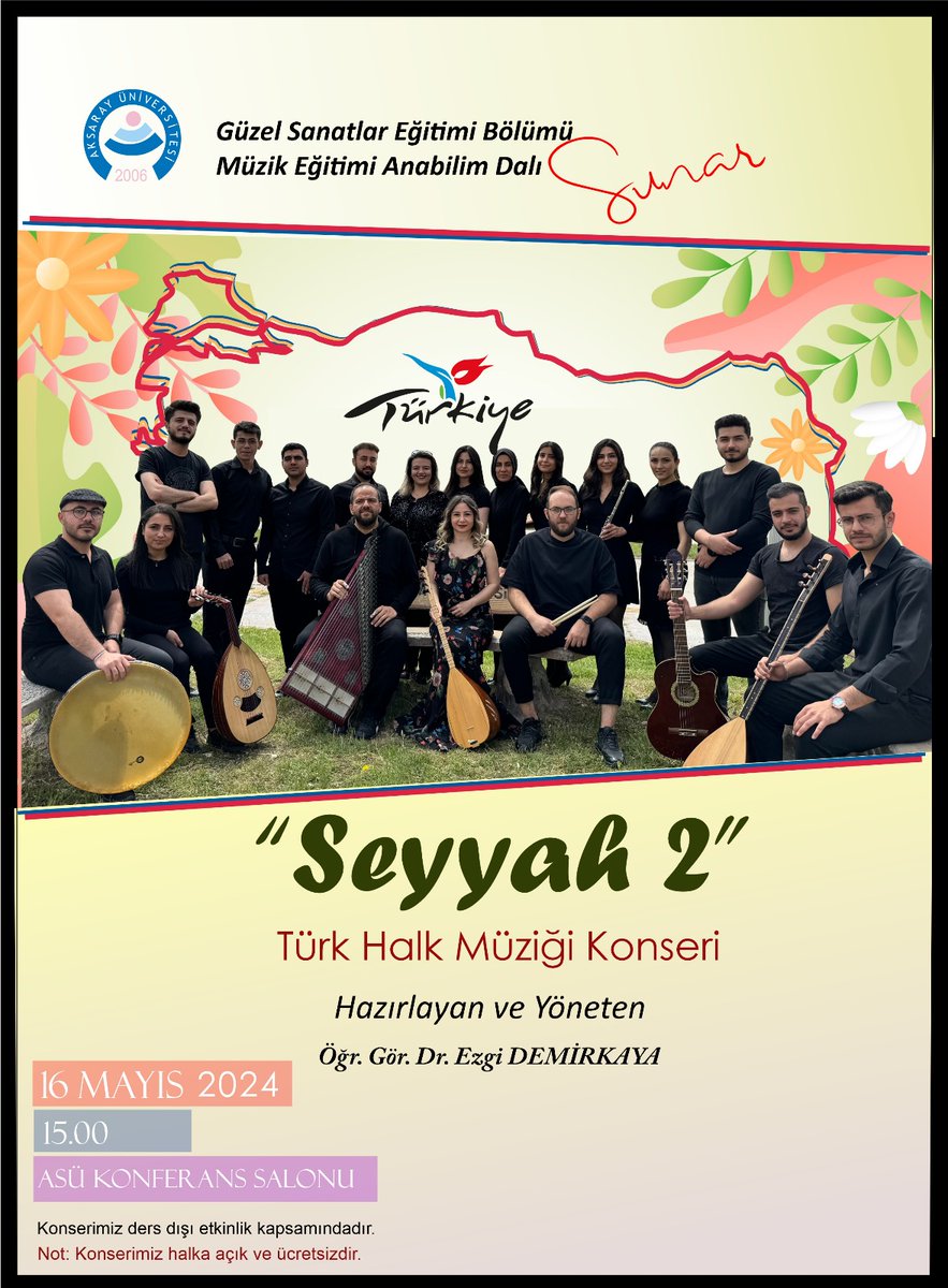 Seyyah 2 | Türk Halk Müziği Konseri 🎶 🗓️16 Mayıs 2024 Perşembe ⏰15:00 📍ASÜ Konferans Salonu #ASÜ #Aksaray #AksarayÜniversitesi