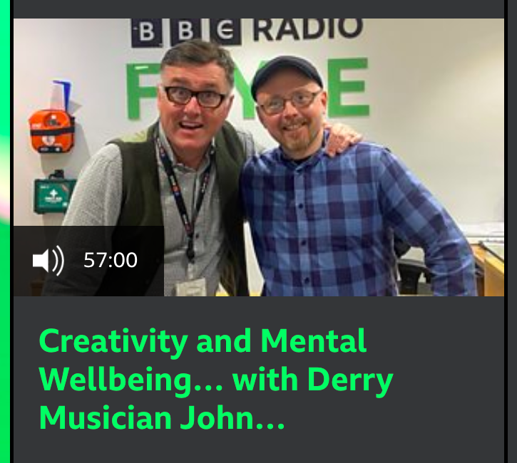 John Deery and Heads (@johndeeryheads) on Twitter photo Had the great pleasure of catching up with <a href="/markyptweets/">👓Mark Patterson👓</a> today about all things <a href="/nimhafest/">NI Mental Health Arts Festival</a> <a href="/nerve_centre/">Nerve Centre</a> <a href="/cinematicarts_/">Cinematic Arts 🅓🅔🅡🅡🅨</a> <a href="/Stendhalireland/">Stendhal Festival</a> and more, using the power of the arts to benefit our mental wellbeing. Thanks to Mark and the team for having me.
bbc.co.uk/sounds/play/m0… Had the great pleasure of catching up with <a href="/markyptweets/">👓Mark Patterson👓</a> today about all things <a href="/nimhafest/">NI Mental Health Arts Festival</a> <a href="/nerve_centre/">Nerve Centre</a> <a href="/cinematicarts_/">Cinematic Arts 🅓🅔🅡🅡🅨</a> <a href="/Stendhalireland/">Stendhal Festival</a> and more, using the power of the arts to benefit our mental wellbeing. Thanks to Mark and the team for having me.
bbc.co.uk/sounds/play/m0…