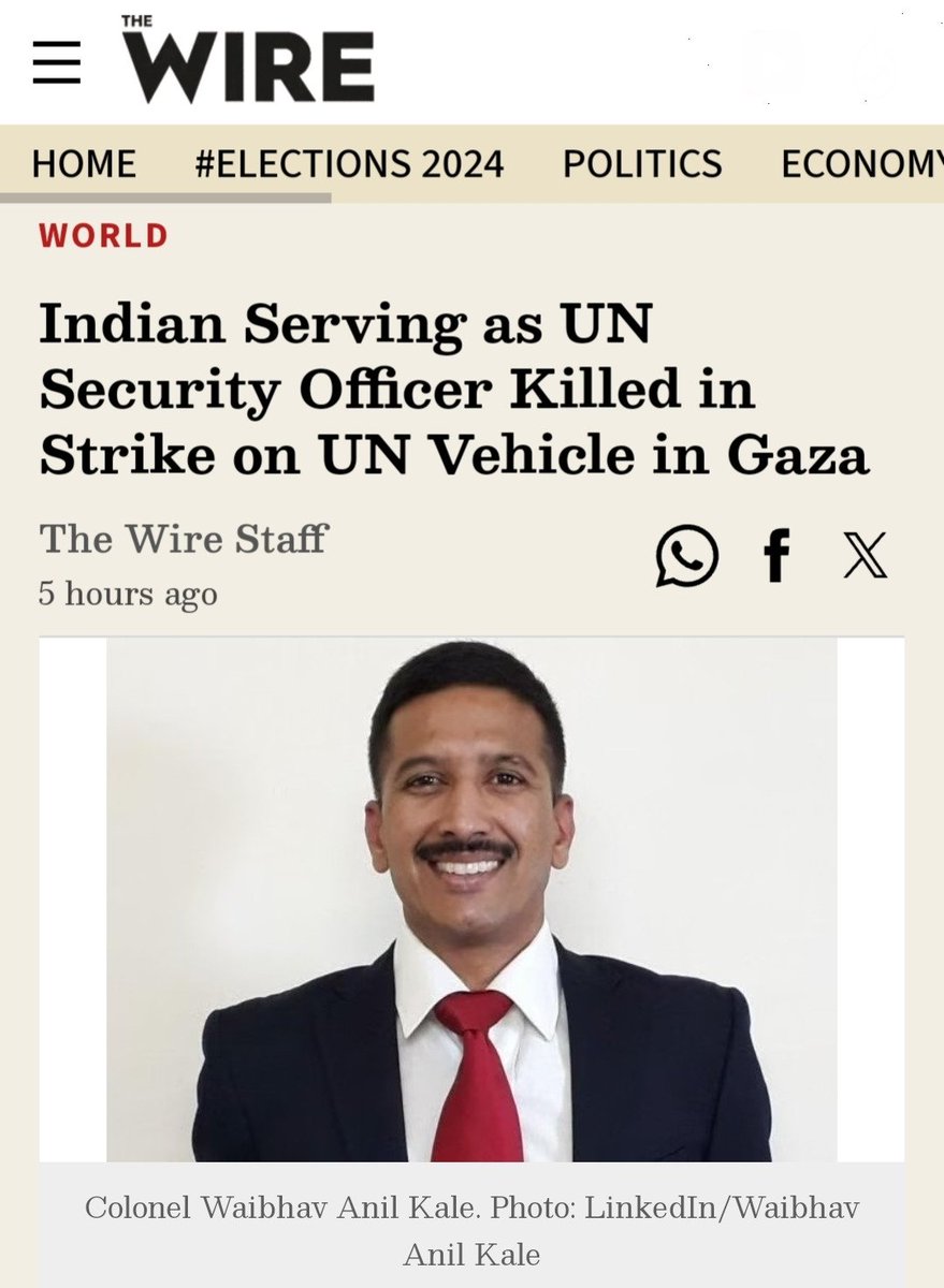 The UN staffer murdered by Israel is an Indian, a former Indian army officer.

And there is zero outcry about this in the mainstream Indian media.