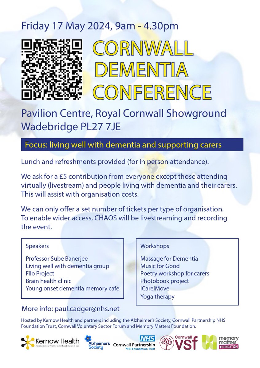 Join us a little later this week as we bring you a live stream of the Cornwall Dementia Conference! 🫱🏼‍🫲🏾 🗓️ 17 May 2024 / 9am - 4.30pm Live Stream Begins at 9.30am Join us at 9.30am 👉🏼 boxcast.tv/view/cornwall-… #KeepItCHAOS #CornwallDementiaConference24 #DementiaActionWeek