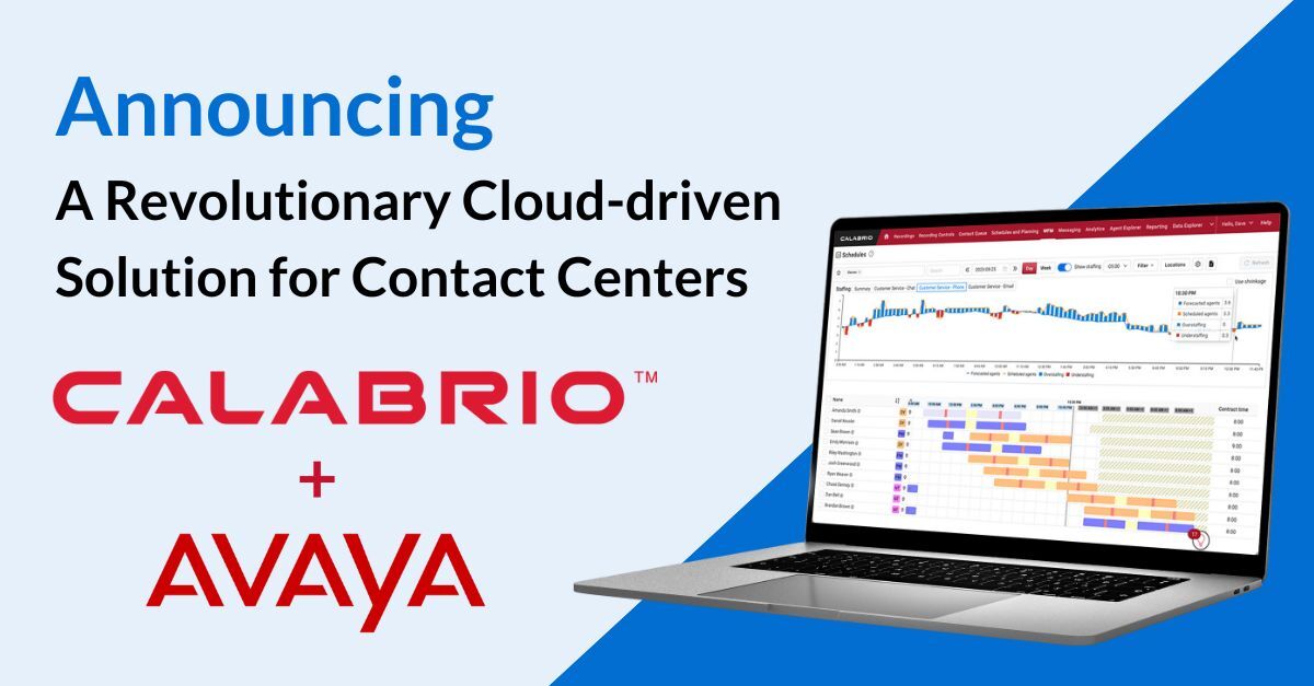 Calabrio's Workforce Management contact center software integrates with Avaya Experience Platform™ Public Cloud to power cloud-driven excellence! Read more about this transformative integration in the press release: bit.ly/3QOuuVV #WFM #contactcenter #Calabrio