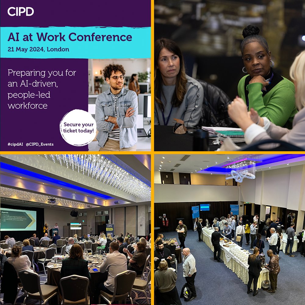 AI is proving to be the next big disruptor within organisations! But where does this new technology sit for those in HR? Join us at the @CIPD AI at Work conference on May 21 and hear from experts and discuss with peers. Secure your ticket here > tinyurl.com/3enwhkj7 #cipdAI