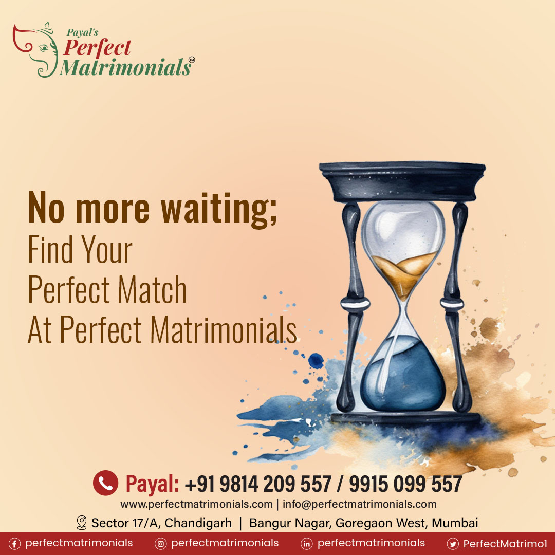 No more waiting when it comes to find a suitable partner. Register at Perfect Matrimonials today!

Register Now: perfectmatrimonials.com

#Love #MarriageGoals #wedding #marriage #TrueLoveTales #perfectmatrimonials #matrimonialsite #lifepartner #love #relationshiptips