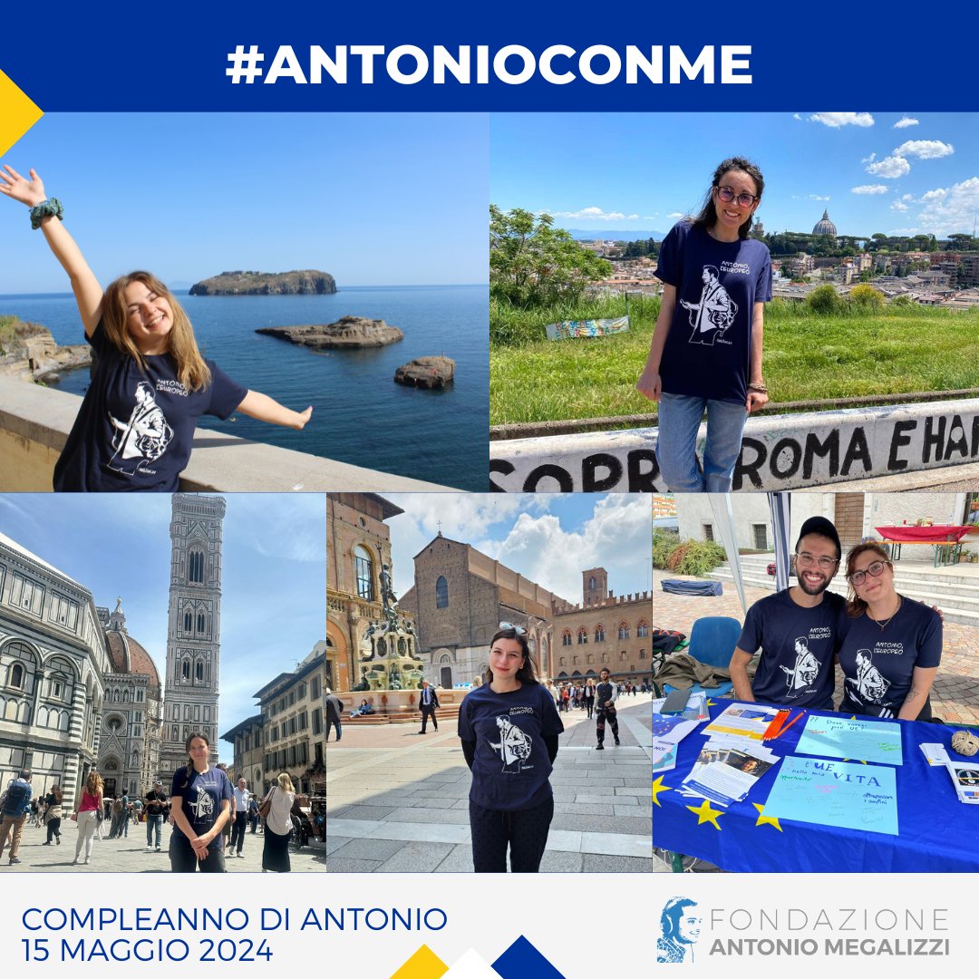 🎂 Domani #15maggio è il compleanno di Antonio. Per ricordarlo, vogliamo condividere i luoghi che abbiamo visitato insieme. Indossate la maglietta 'Antonio l'Europeo' di @maurobiani, postate una storia con l'hashtag #AntonioConMe. 📸 Ecco qualche esempio!
