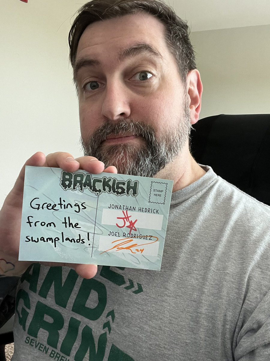 Joel Rodriguez and I signed a bunch of these BRACKISH postcards for our Kickstarter campaign!
All Day One physical backers will get one for free. You can still add it on to your pledge if you’re late!
⬇️⬇️⬇️
kck.st/3WFSgae

#KickstarterReads #Brackish