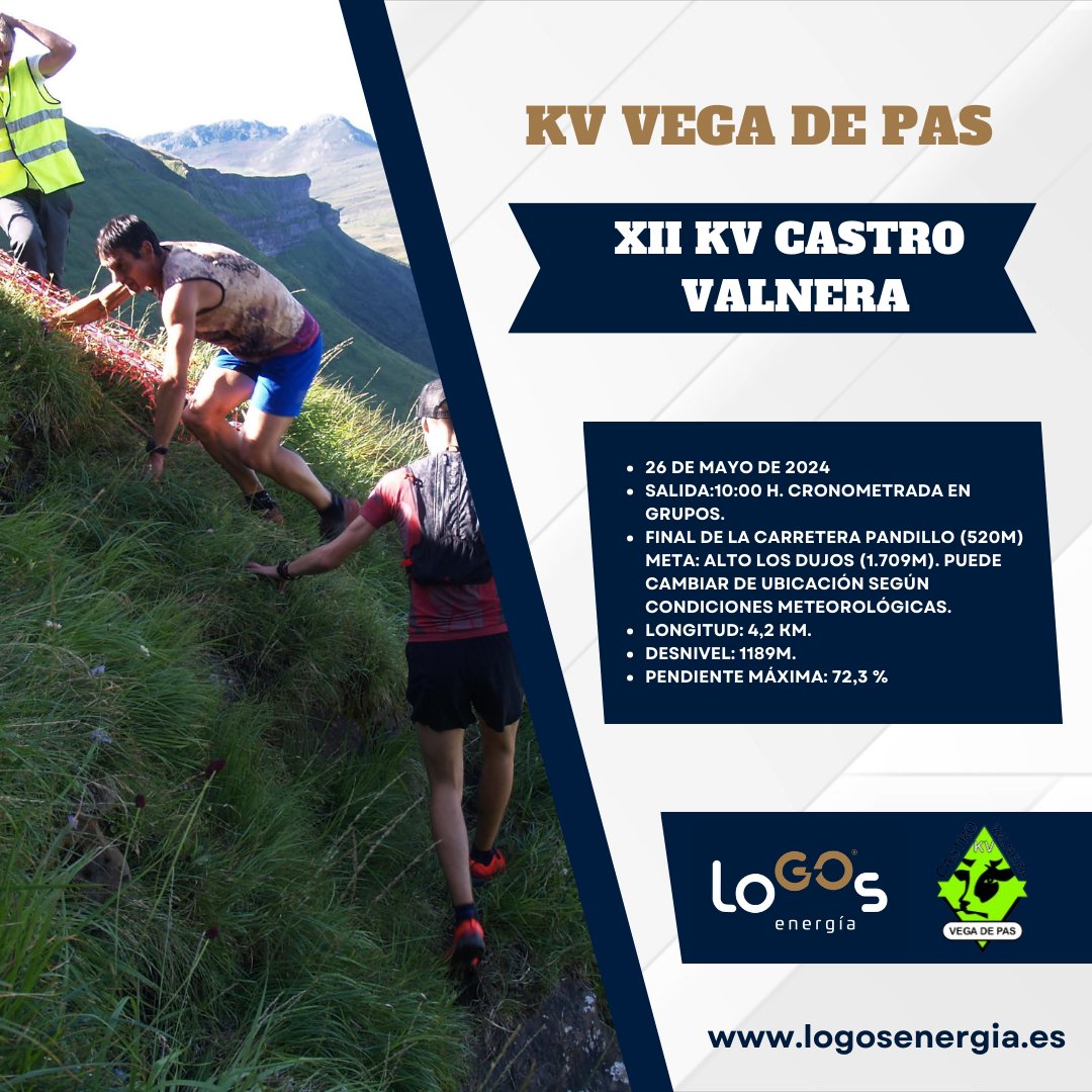 ¡Únete a la emocionante aventura del Kilómetro Vertical Castro Valnera el 26 de mayo de 2024 a las 10:00 h! 🏔️ Organizado por Logos Energía ¡Prepárate para vivir una experiencia inolvidable y poner a prueba tu resistencia y determinación en medio de paisajes espectaculares! 🌄💪