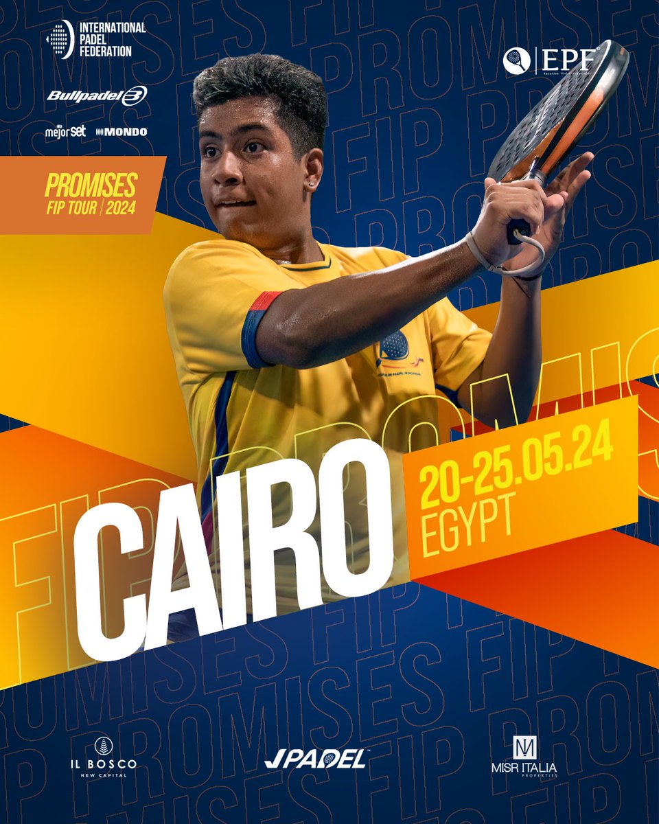 DISCOVER EMERGING TALENT IN THE HEART OF CAIRO 🔥

 The best of youth padel gathers at #FIP🧡Cairo

Learn more:

🟧 FIP PROMISES CAIRO 🟧

🚹🚺 Boys and Girls
🎾 Category: Under 14 | Under 16 | Under 18
📍 Cairo - Egypt 🇪🇬
🗓️ 20 - 25 May

#PadelFIP
#CupraFipTour2024
#FIP🧡Cairo