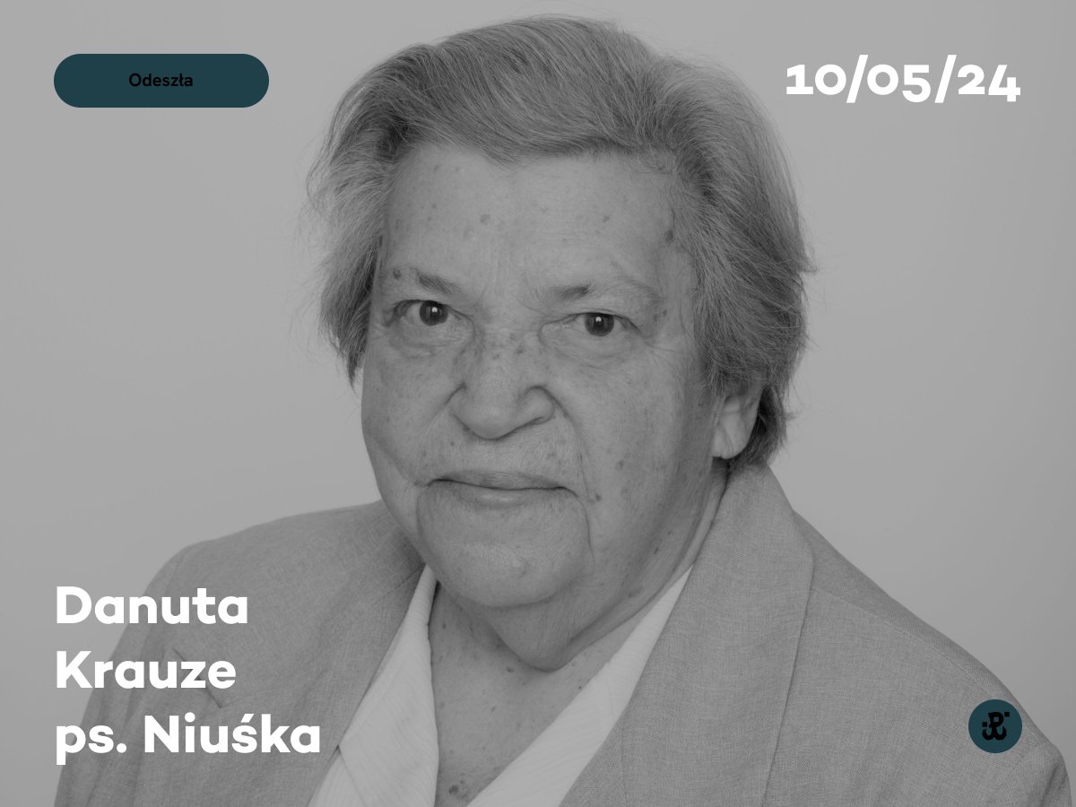 Z ogromnym żalem informujemy, że 10 maja po ciężkiej chorobie w wieku 99 lat zmarła ostatnia żyjąca „dziewczyna z Parasola' - Pani Danuta Krauze ps. Niuśka 🪔 

Cześć Jej pamięci! 🇵🇱 

Zapraszamy do przeczytania wywiadu z Panią Danutą: 1944.pl/archiwum-histo…