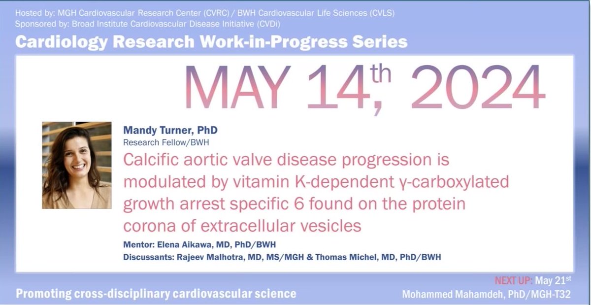 Brigham and Women’s Cardiovascular Life Science (@bwhcvls) on Twitter photo A reminder for today’s WiP seminar, featuring CVLS’ own <a href="/mandyturner_/">Mandy Turner</a> <a href="/CICSnews/">Brigham and Women’s CICS</a> A reminder for today’s WiP seminar, featuring CVLS’ own <a href="/mandyturner_/">Mandy Turner</a> <a href="/CICSnews/">Brigham and Women’s CICS</a>