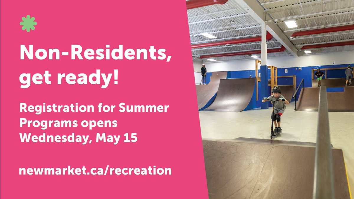 🔔 Hey #Newmarket neighbours, get ready! Non-resident registration for Summer Recreation & Culture activities opens tomorrow, May 15 at 8 a.m.! Learn something new or find a familiar favourite this season and check out the Summer Magazine at newmarket.ca/recreation