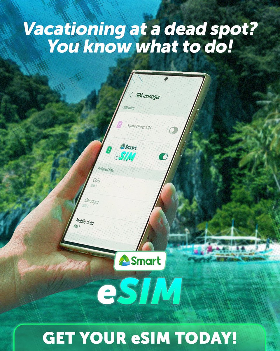 LiveSmart's tweet image. Whoa, what a view! 🏝🌞   
   
Get the Smart Prepaid eSIM and make sure that you&apos;ll have what you need to share that post while on vacay.
   
Buy now: smrt.ph/digiesimtw

#SmarteSIM