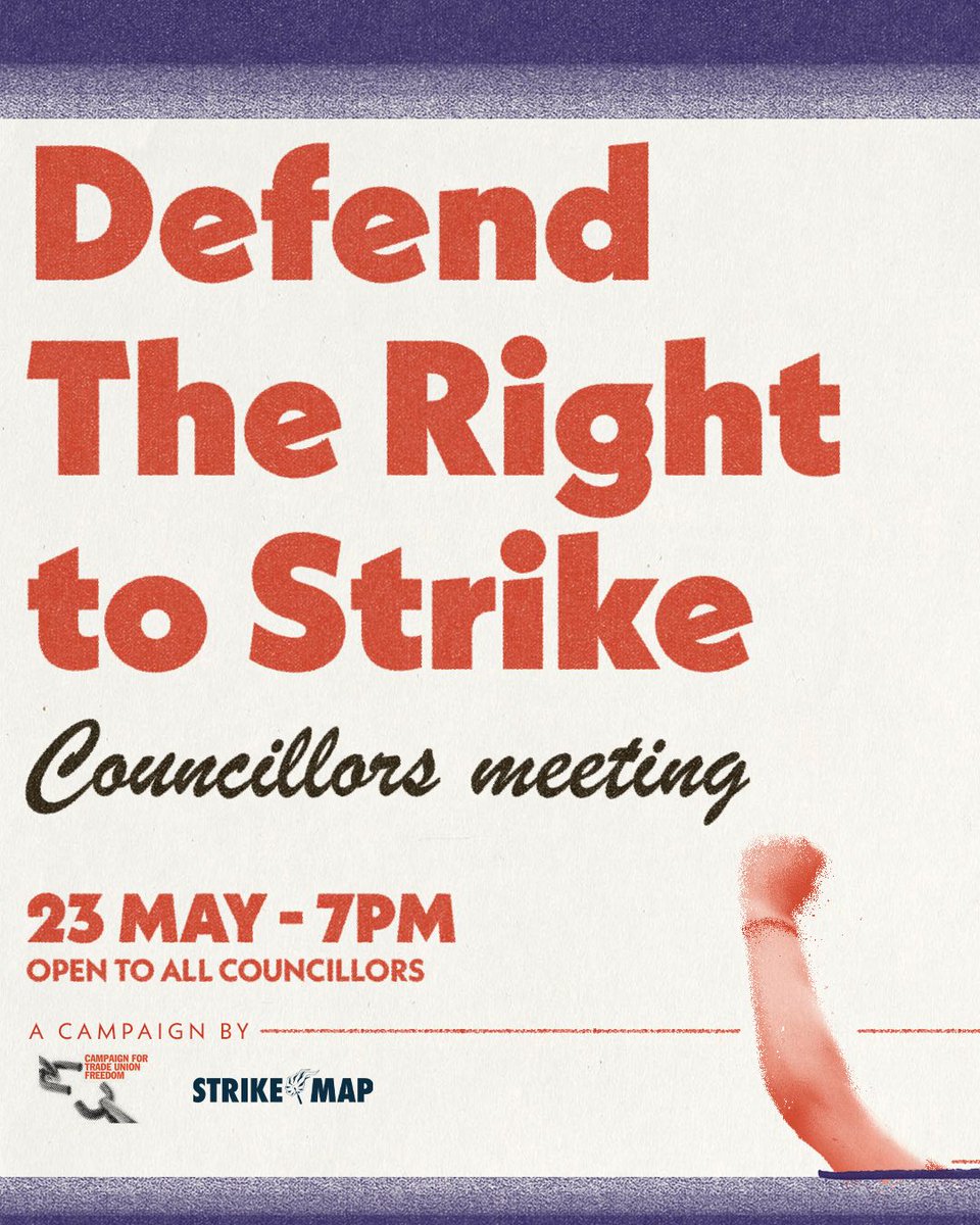 neucllrs's tweet image. 📢 Calling all councillors!
Join @strike_map & @ctufevents on 23rd May for its Defend the Right to Strike campaign meeting, covering the Strikes & Minimum Service Levels Act 2023, nationwide council initiatives, & more.
Register: bit.ly/Defendtheright…
