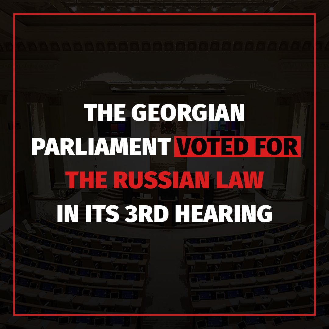 #Georgia's ruling party passed the #ForeignAgentsLaw in its third and final reading with 84 votes in favor and 30 against on May 14, amidst significant local demonstrations and despite strong opposition from the West.
