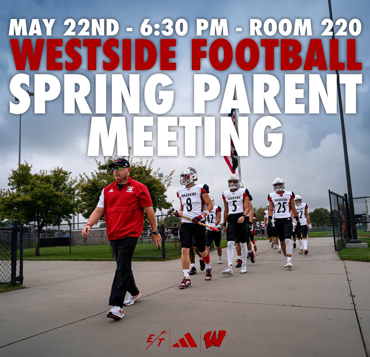 🚨 Attention Football Parents🚨 Join us Wed, May 22, 6:30 PM, room 220. We will discuss Summer Weightlifting, Team Camps, General Westside Football Info + Q&A. Your presence matters! #A414A #ET