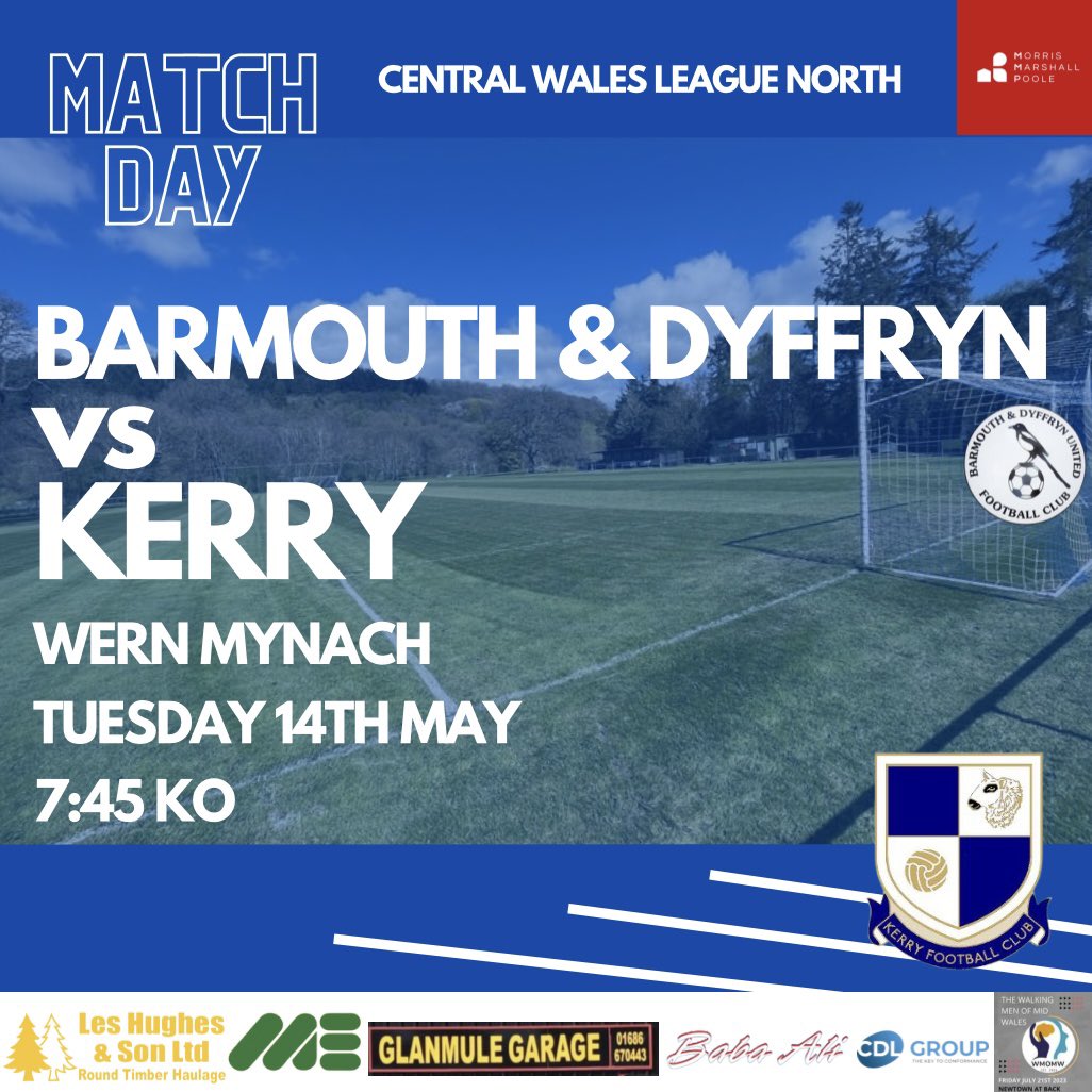 MATCHDAY! We travel to Barmouth & Dyffryn tonight in the penultimate match of our league campaign 🔵⚪️