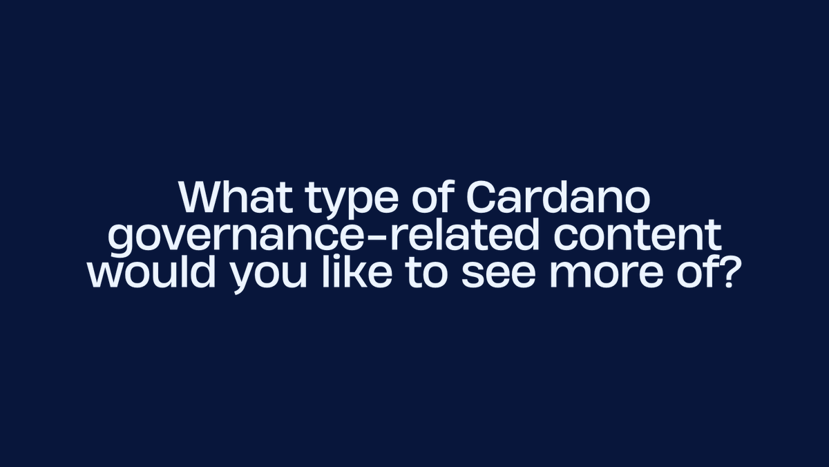 If you think about Cardano Governance and your current knowledge, what type of content would help you learn more? Vote in the poll below or let me know as a reply 👇