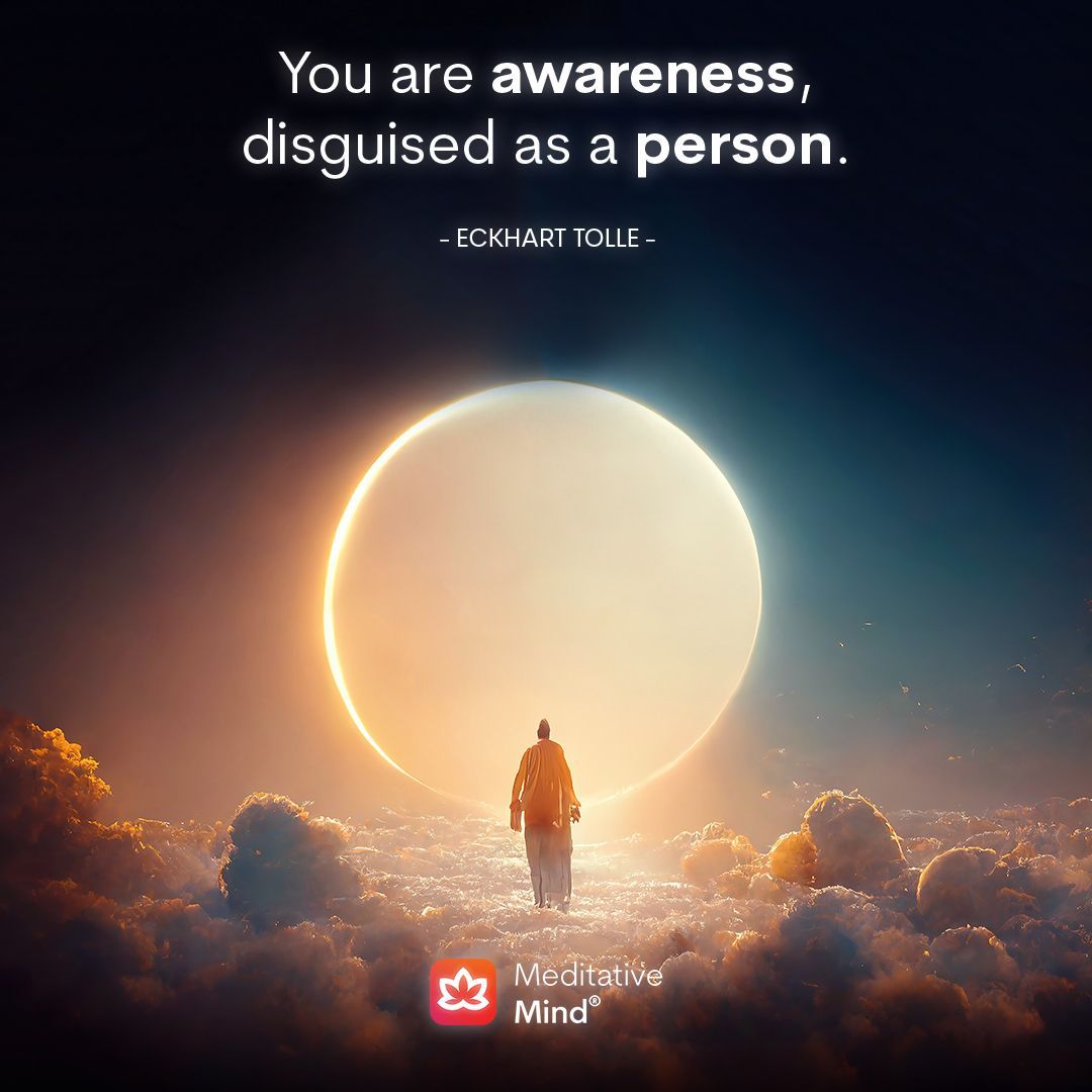 You are awareness, disguised as a person.
~ Eckhart Tolle

#meditativemind #meditatedaily #dailyquote #quote #quoteoftheday