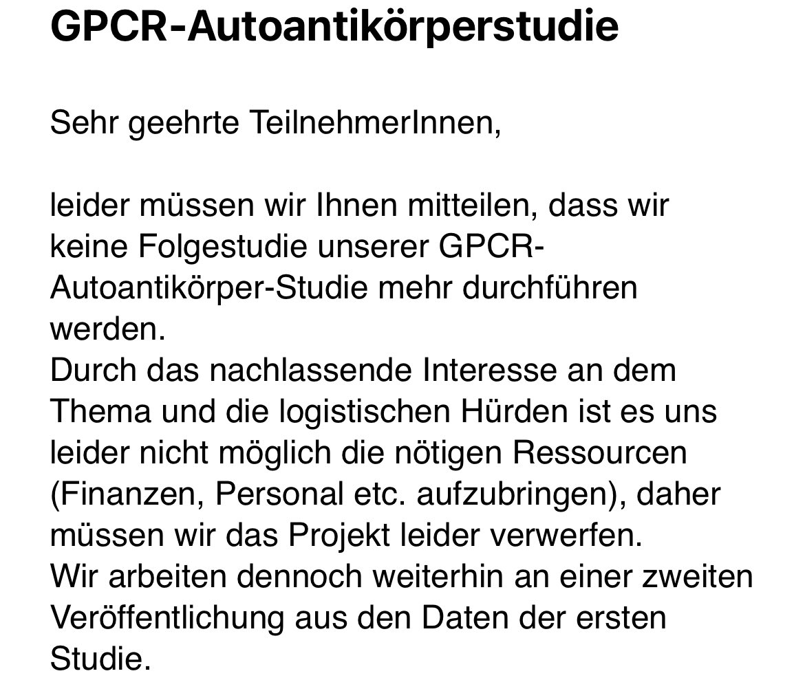 Junge Menschen fallen um wie die Fliegen, Richter beten täglich gen Pfizer und unsere Regierung verteilt das Geld in der ganzen Welt.  

Nur Aufklärung, hier zu PostVac, wird nicht betrieben.  Die Folgestudie zu GPCR-Autoantikörpern wird eingestampft.  Und das liegt sicher nicht